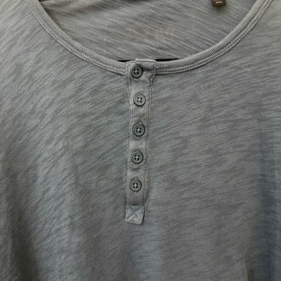 ATM distressed Henley Dexter Kill shirt half button long sleeve blue grey large - Picture 11 of 12